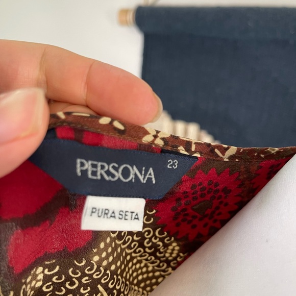 Pura Seta Made in Italy Floral 100% Silk Short Sleeves Blouse Size XL - Picture 4 of 8